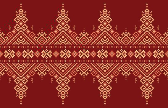 Cross stitch native pattern. Seamless pattern. Vector graphic illustration design by retro geometric indian fabric