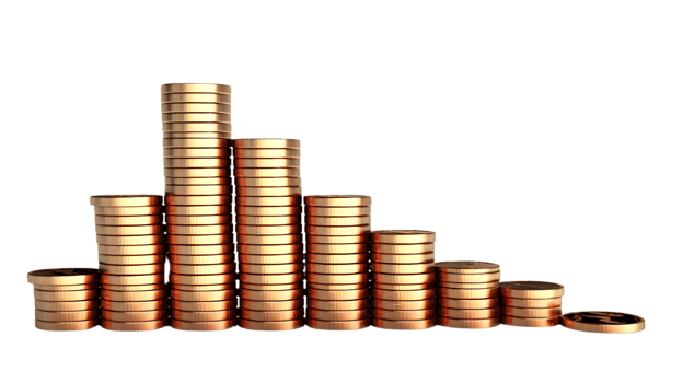 AI generated a pile of coins on a transparent background png