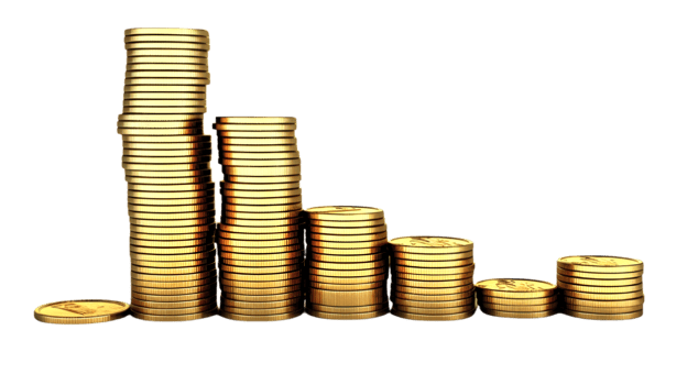 AI generated a pile of coins on a transparent background png