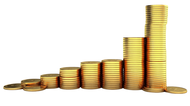 AI generated a pile of coins on a transparent background png