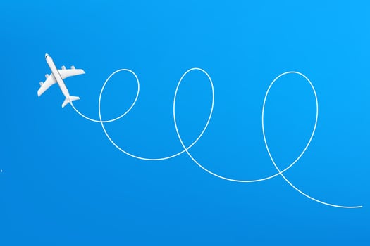 World travel destination concept. 3d vector illustration with airplane