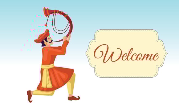 indian man blowing tutari, singha instrument vector-08 vector