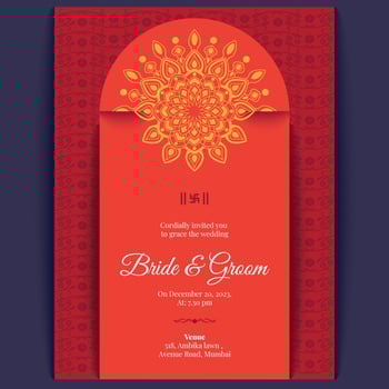 indian wedding card design, wedding invitation template vector
