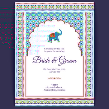 luxury indian wedding card design, wedding invitation template vector