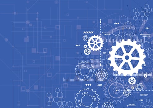 Abstract gear wheel mechanism background. Machine technology. Vector illustration
