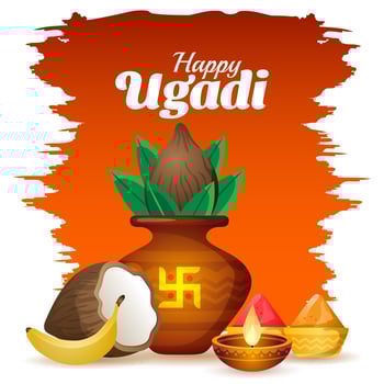 happy ugadi festival celebration greeting background vector