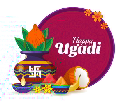 happy ugadi festival celebration greeting background vector