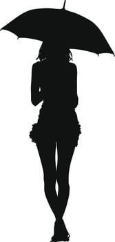 AI generated Silhouette woman with umbrella black color only full body vector