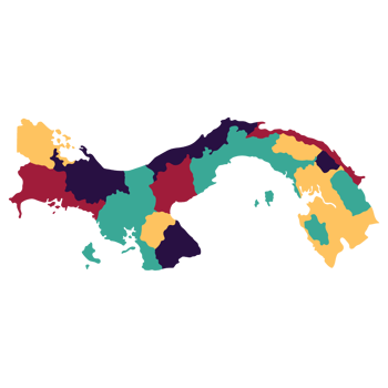 Panama map. Map of Panama in administrative provinces in multicolor png