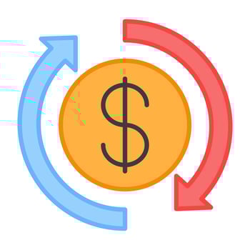 A flat design, icon of money rotation vector