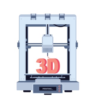 3d printer machine flat style printing 3d isolated on white background. Vector illustration