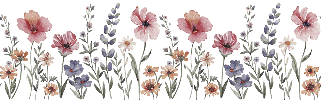 seamless border With delicate multi-colored meadow flowers, watercolor illustration. png