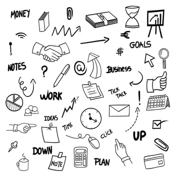 hand drawn business office elements vector