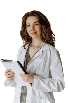 AI generated Portrait of young woman nurse with notepad in hands png