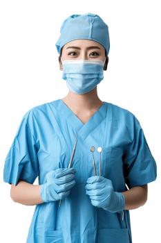 AI generated Portrait of a young Asian female nurse in mask png