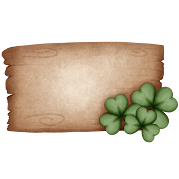 Wooden sign featuring green clover leaf watercolor illustration. png