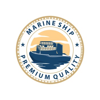 Simple template ship logo design vector marine transport company silhouette cruise ship