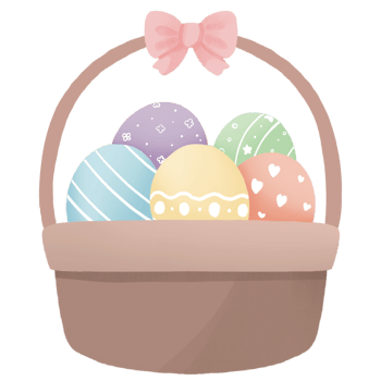 easter eggs in basket clipart png