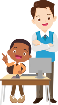 teacher and student learn computer png