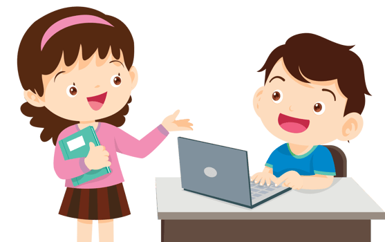 teacher and student learn computer png