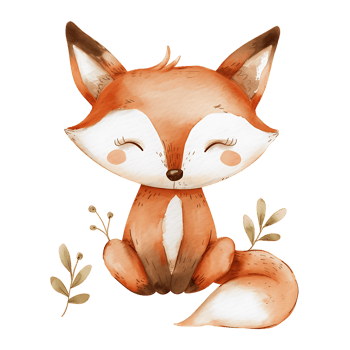 AI generated Ethereal Watercolor Clipart of a Cute Little Fox png