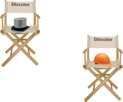 Movie director chair and construction director chair vector