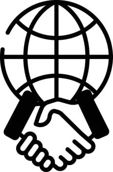 Handshake glyph and line vector illustration