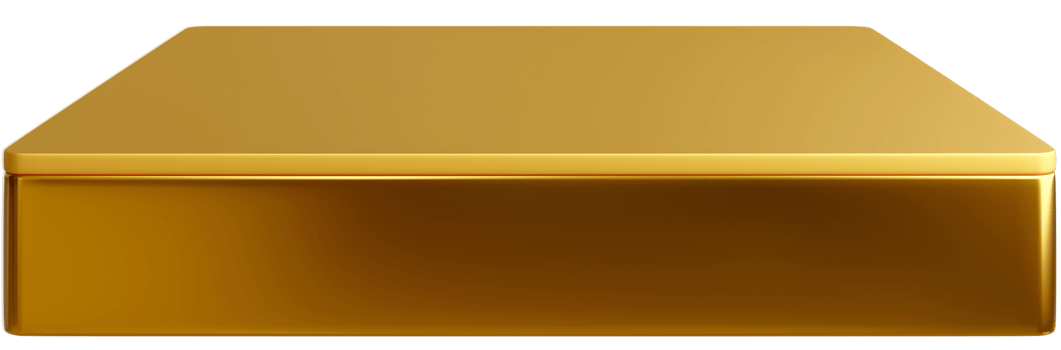Golden podium for displaying merchandise and beauty products. 3D PNG file transparent