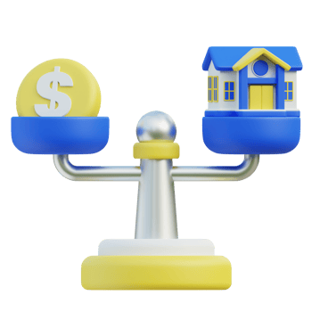 Property Value Balance 3D icon design for poster banner png