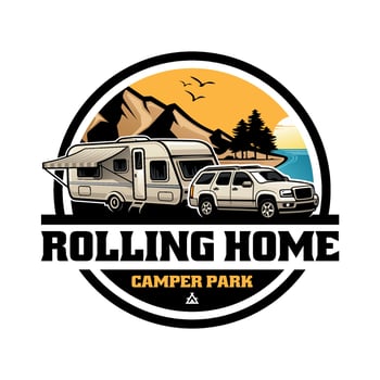 SUV car with caravan trailer illustration logo vector