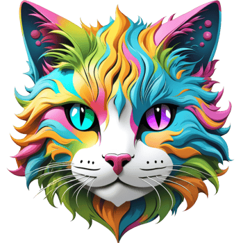 AI generated a colorful cat head with blue eyes and pink eyes png