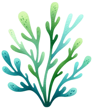 AI generated Colorful seaweed ocean flora watercolor illustration AI Generative png