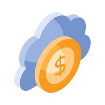 Cloud with dollar coin concept icon of cloud money in isometric style vector