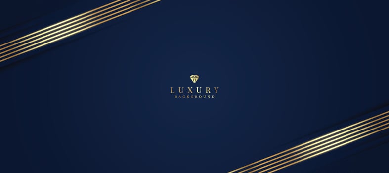 Elegant dark blue background with gold and glitter elements. modern luxury abstract background vector
