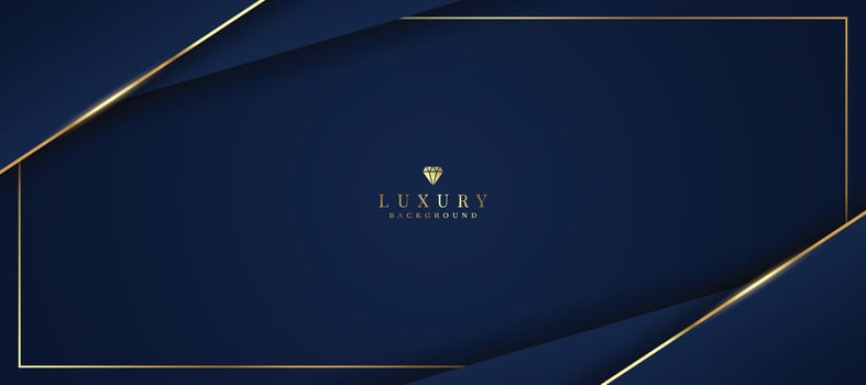 Elegant dark blue background with gold and glitter elements. modern luxury abstract background vector