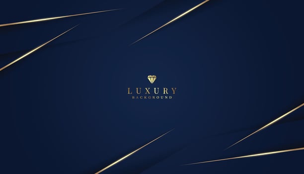 Elegant dark blue background with gold and glitter elements. modern luxury abstract background vector