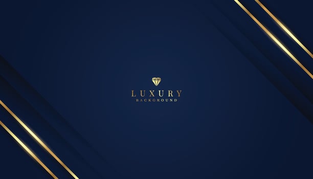 Elegant dark blue background with gold and glitter elements. modern luxury abstract background vector