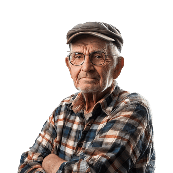 AI generated Portrait of a worker old man isolated on transparent background png