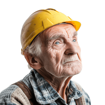 AI generated Portrait of a worker old man isolated on transparent background png