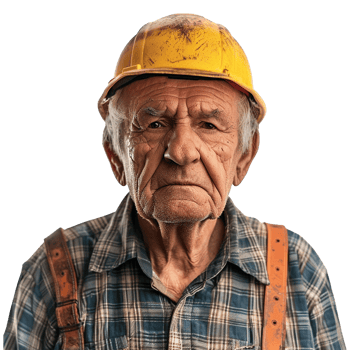AI generated Portrait of a worker old man isolated on transparent background png