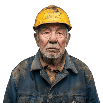 AI generated Portrait of a worker old man isolated on transparent background png