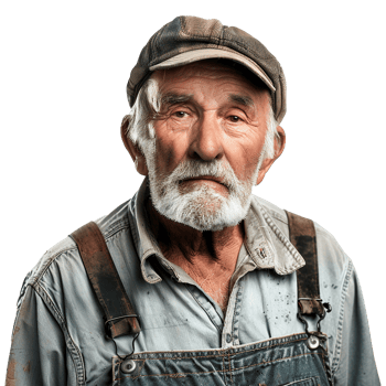 AI generated Portrait of a worker old man isolated on transparent background png