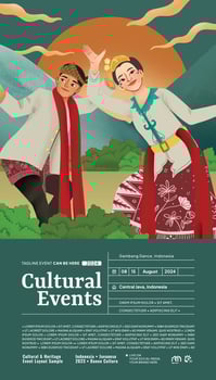 Poster layout idea with indonesian culture Gambang Dance Semarang Central Java illustration vector