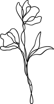 Flower Line Art, Continuous Line Floral Design vector