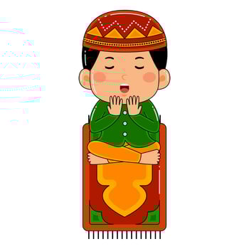 cute little kids boy muslim in ramadan activity vector