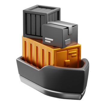3D Cargo Boat icon on transparent background png