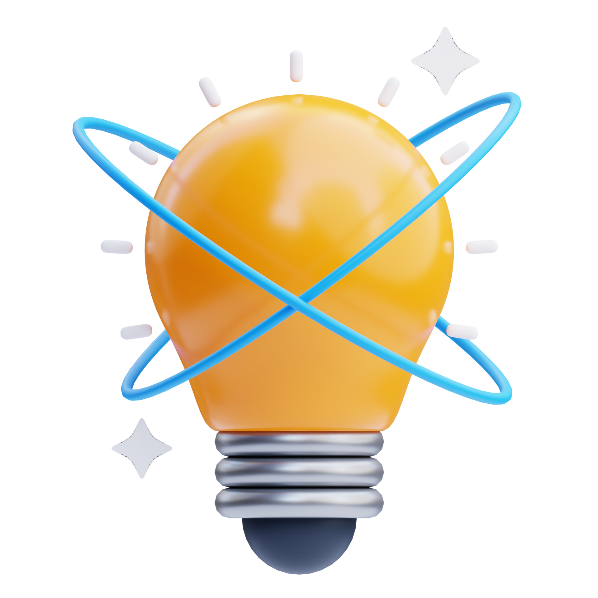 3D Sparkling light bulb icon on transparent background png