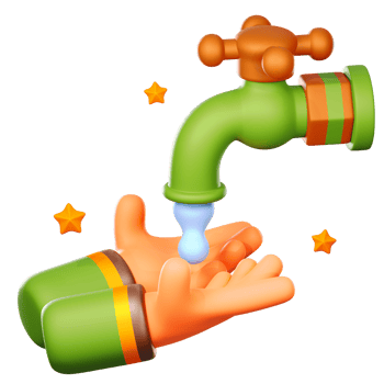 3D Washing Hands icon on transparent background png
