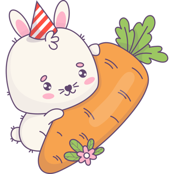 Cute bunny birthday with carrot png