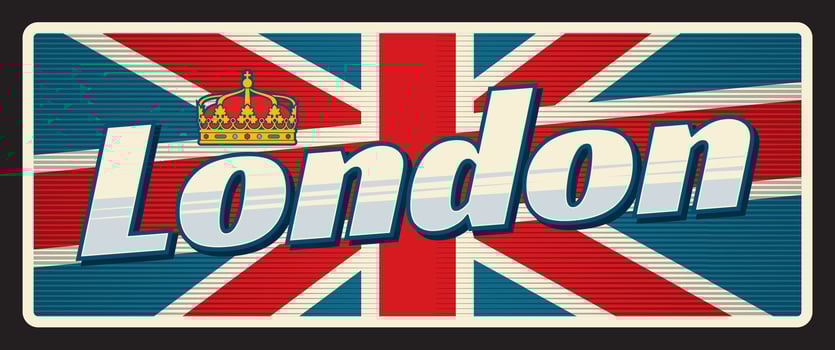 London, United Kingdom city travel plates vector